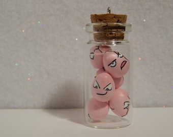 Pokemon Exeggcute in a Glass Bottle, Miniature Polymer Clay Pokemon Figure, Miniature Pokemon Diorama