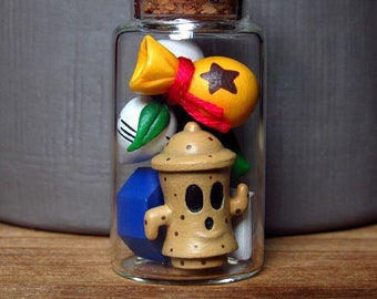 Animal Crossing Miniature Figures in a Bottle, Video Game Clay Keychain