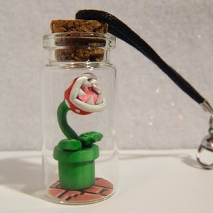 Super Mario Piranha Plant Necklace, Miniature Mario Keychain, Polymer Clay Piranha Plant