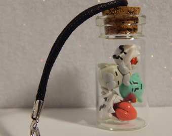 Paper Mario Boos in a Glass Bottle, Miniature Polymer Clay Boos Bottle Charm