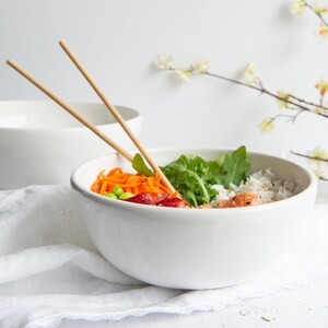 MADE TO ORDER Handmade porcelain poke / ramen / soup bowl black / white // satin / glossy finish Glossy White / Blanc