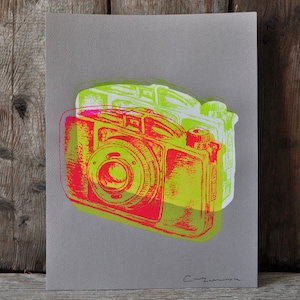 Camera 18, hand pulled silkscreen print, Boyer camera, 8.5 x 11 inches, open edition. image 1