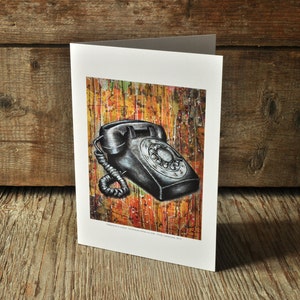Carte de souhaits téléphone vintage 5 x 7 pouces