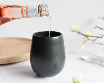 Chrome and Black Ceramic Wine Tumbler