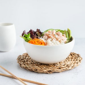 MADE TO ORDER Handmade porcelain poke / ramen / soup bowl black / white // satin / glossy finish image 2