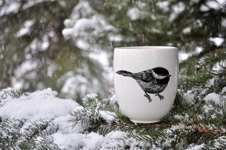 MADE TO ORDER porcelain coffee mug with wild animal drawing Canadian Wildlife collection no handle image 1