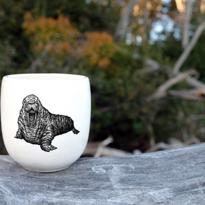 MADE TO ORDER porcelain coffee mug with wild animal drawing Canadian Wildlife collection no handle image 9