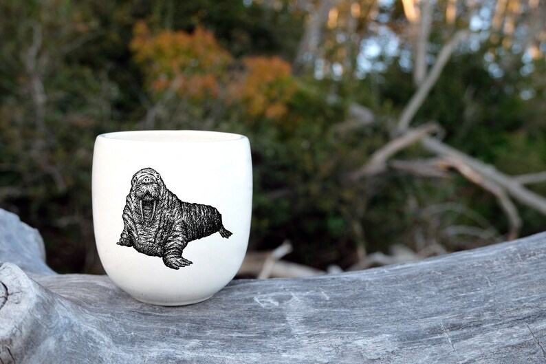 MADE TO ORDER porcelain coffee mug with wild animal drawing Canadian Wildlife collection no handle image 9