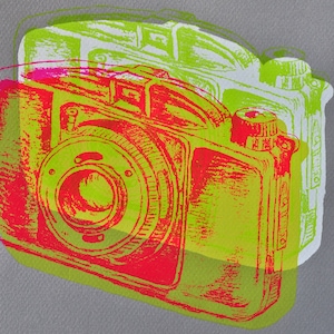 Camera 18, hand pulled silkscreen print, Boyer camera, 8.5 x 11 inches, open edition. image 2