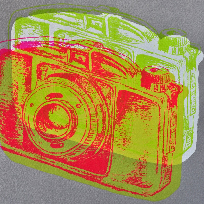 Camera 18, hand pulled silkscreen print, Boyer camera, 8.5 x 11 inches, open edition. image 2