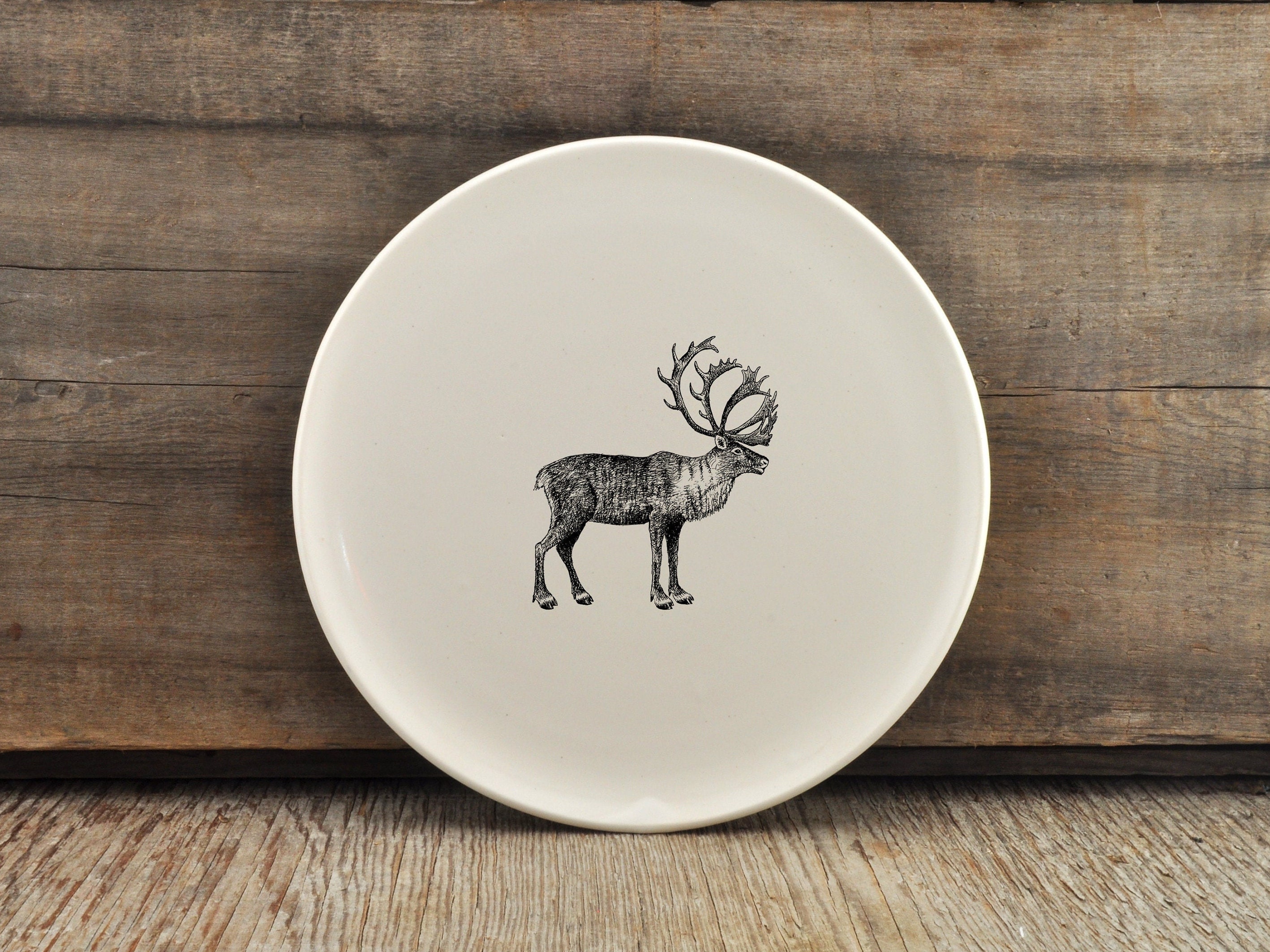 Sur Commande - Assiette en Porcelaine Impression Dessin Animaux Sauvages, Collection Les Animaux de 