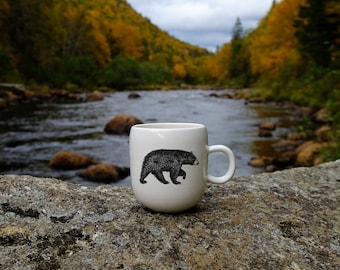 MADE TO ORDER porcelain coffee mug with wild animal drawing Canadian Wildlife collection