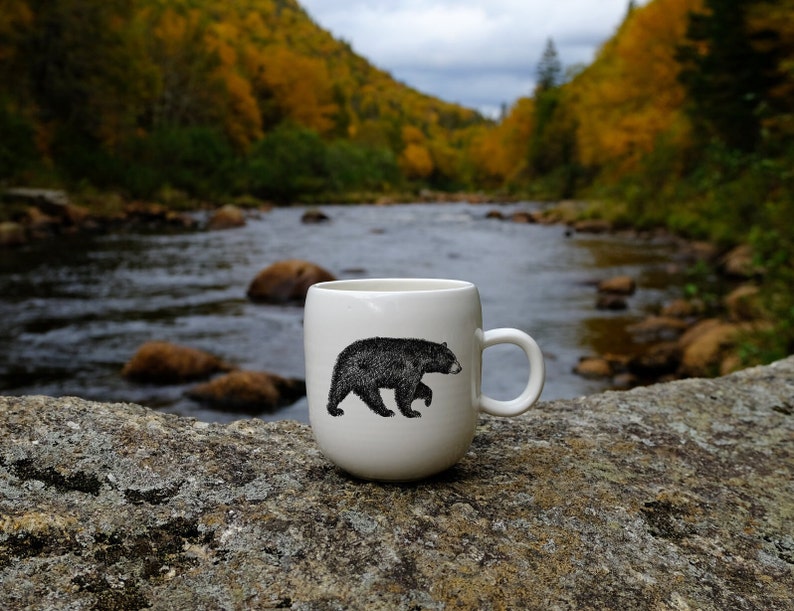 MADE TO ORDER porcelain coffee mug with wild animal drawing Canadian Wildlife collection image 1