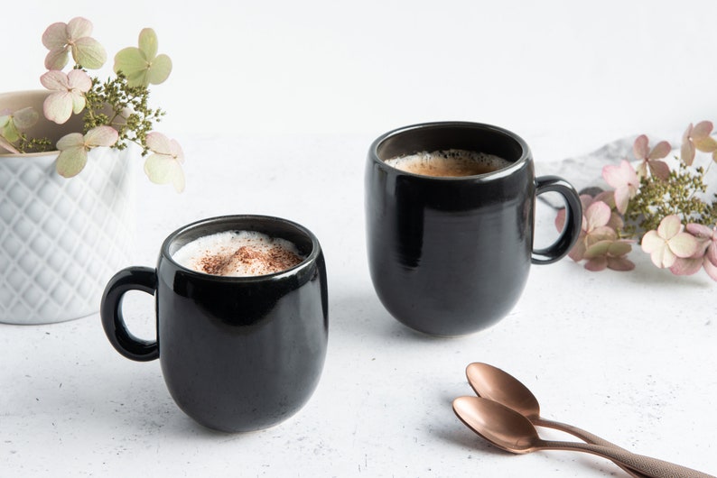 MADE TO ORDER Handmade coffee mug black / white // satin / glossy finish image 6