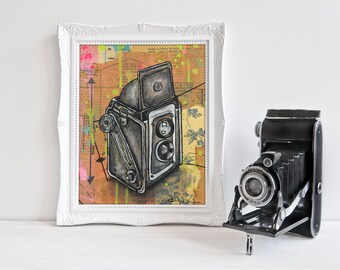 8 x 10 GICLEE print - Kodak Duaflex - mixed media painting by Cindy Labrecque, open edition.