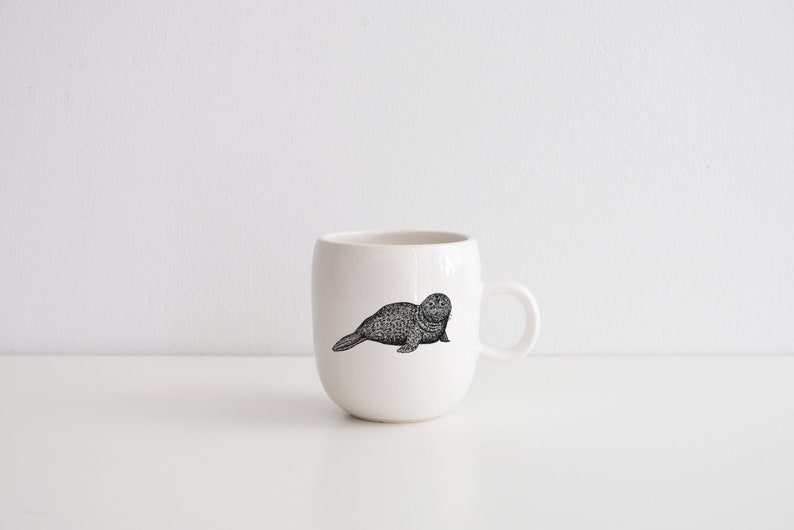 MADE TO ORDER porcelain coffee mug with wild animal drawing Canadian Wildlife collection image 8