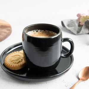 MADE TO ORDER Handmade coffee mug black / white // satin / glossy finish image 7