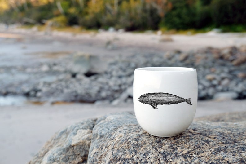 MADE TO ORDER porcelain coffee mug with wild animal drawing Canadian Wildlife collection no handle image 5