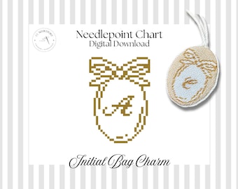 Personalized Initial Locket Bag Charm Needlepoint Pattern (PDF)