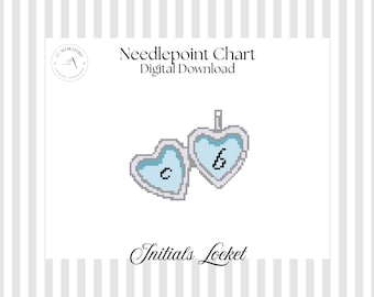 Initials Couples Locket Needlepoint Chart Personalized Initials