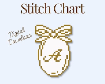 Personalized Initial Locket Bag Charm Needlepoint Chart (PDF)