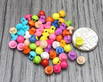 5mm Mini Dolls Buttons on a Shank Asst Colours & Packs Dolls Clothes Buttons