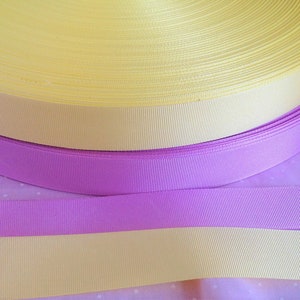 Ruban Grosgrain jaune citron ou lilas de 15 mm