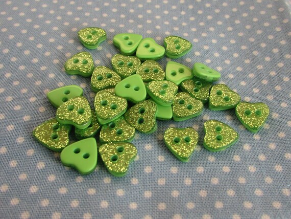 10mm Silver Glitter Heart Buttons in Assorted Pack Sizes 2 Hole Sew on Buttons