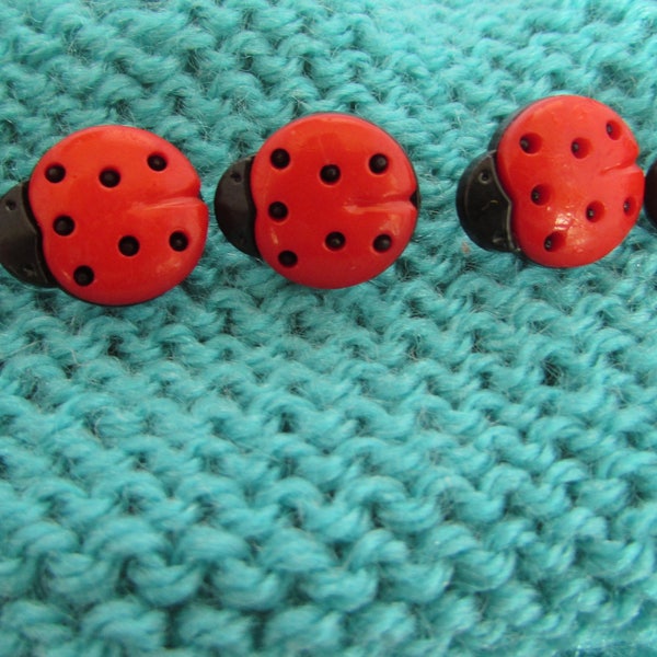 15mm Red and Black Ladybird Baby Buttons Shank Fastening in Packs of 10 or 20