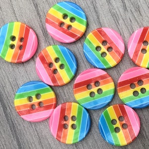 12.5mm Round Candy Stripe 4 Hole Buttons