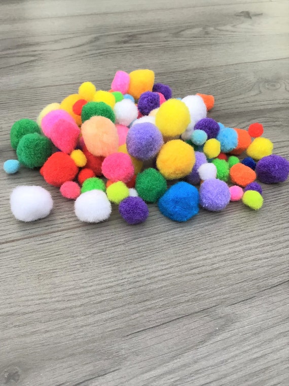 100 Mixed Color Soft Fluffy Pom Poms for Kids DIY Crafts Pompoms Ball 20mm