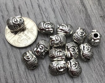 9x7mm Tibetan Silver Buddha Head Beads