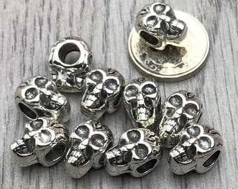 Tibetan Silver Skull Beads 12 x 8 mm 5mm Threading Holes