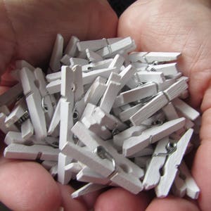 35mm White Wooden Mini Pegs