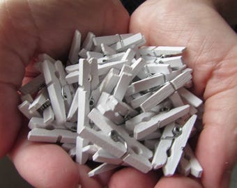 35mm White Wooden Mini Pegs
