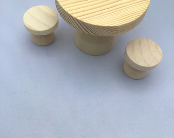 Miniature Wooden Table and Chairs for Fairy Gardens & Dolls Houses