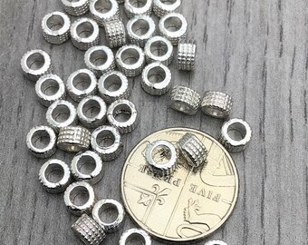 15g Approx 50 Tibetan Silver Dimpled Column Spacer Beads