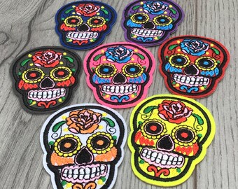 Embroidered Sugar Skull Iron on Patches