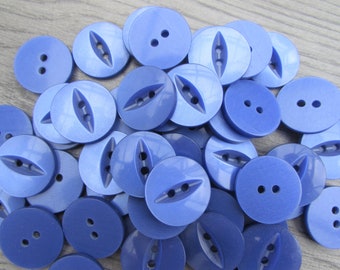 11mm & 19mm Buttons Royal Blue Fisheye  Buttons 2 Hole Pks 10, 20, 50, 100