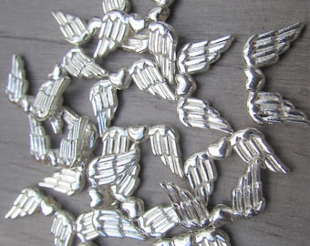 Tibetan Silver Angel Wing and Heart Beads