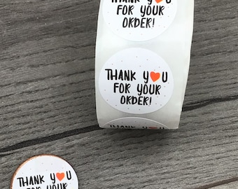 Thank You For Your Order Stickers White 25mm in Assorted