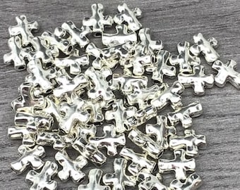 10mm Hammered Finish Cross Beads