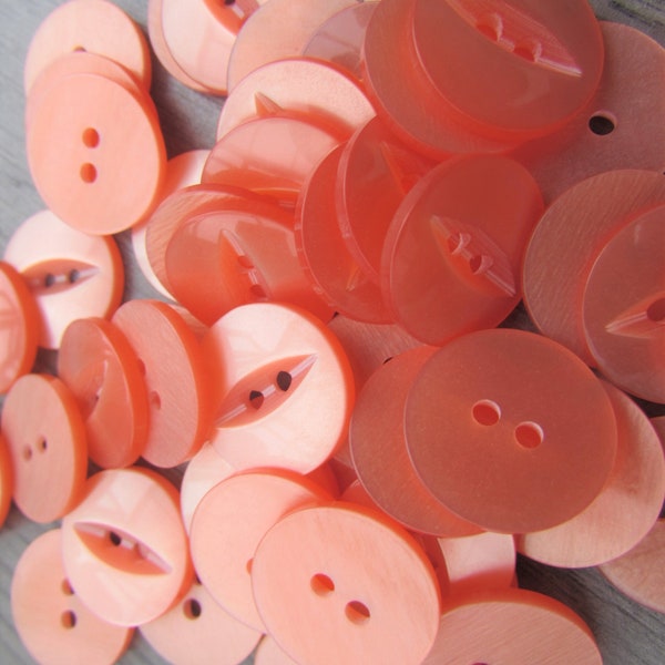 11mm & 19mm Buttons Peach Fisheye  Buttons 2 Hole Pks 10, 20, 50, 100