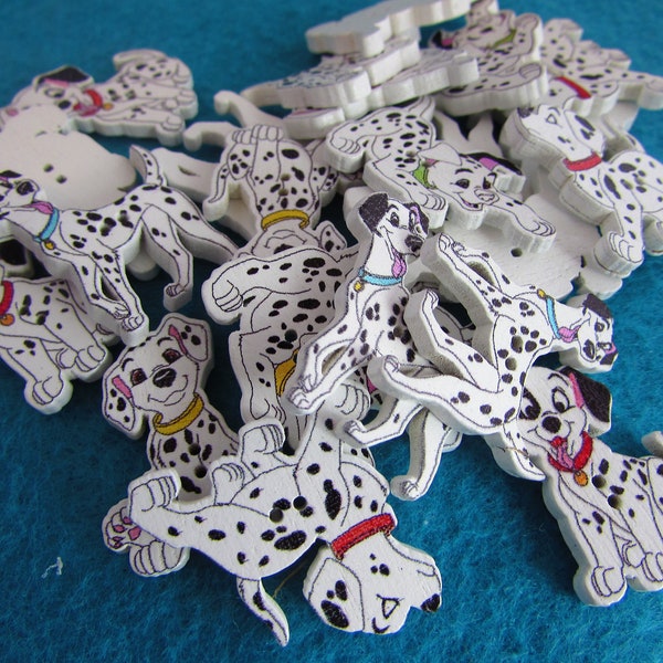 Pack of 20 Wooden 101 Dalmatians Buttons Childrens Buttons Craft Buttons