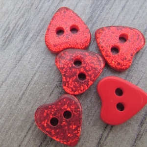 Red Glitter Heart Buttons