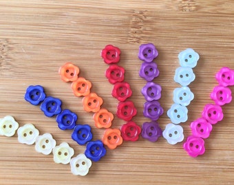 11mm Flower Buttons in Assorted Colours and Pack Sizes