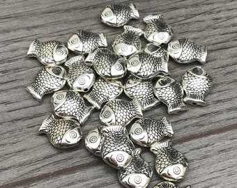 Tibetan Silver Fish Beads 14mm x 11mm