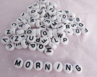 7mm White Alphabet Beads Pack of 500 or 1000