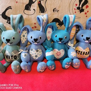 Osterhase Plüschtier für Jungen - verschiedene Farben / personalisierter Hase, Korb Stuffer, Osterhase mit Baby Kind Name, Kaninchen