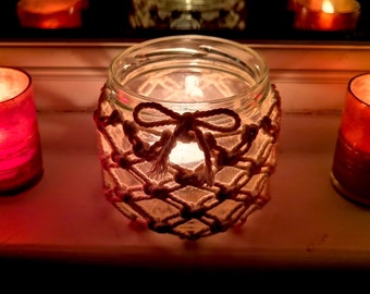 Handmade Macrame Candle Holder/Storage Jars (size S)